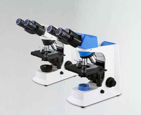Άσπρο βιολογικό μικροσκόπιο εργαστηρίων Trinocular με το μηχανικό στάδιο